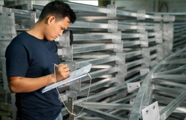 Checking fabricated steel against the drawings before dispatch
